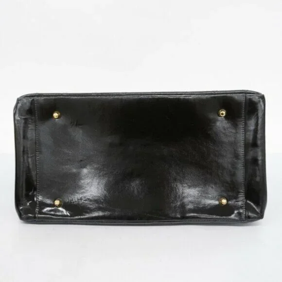 CHANEL CC Patent Shopping Tote Quilted Chain Shoulder Bag Gold Purse - Picture 11 of 16